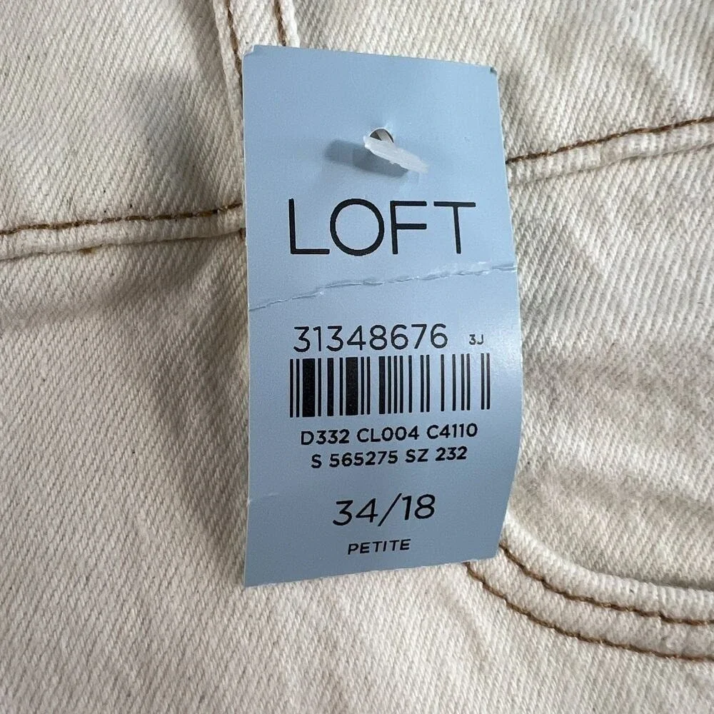 LOFT Plus 34 18 Petite Shorts Baggy High Waist Boyfriend‎ Raw Hem Denim Stretch
